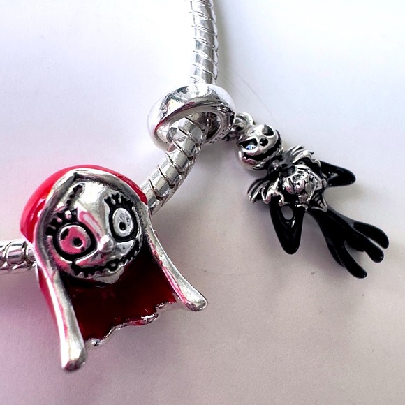 Nightmare Before Christmas Sally Jack Skellington Charm Bracelet Pandora Style - Picture 4 of 9